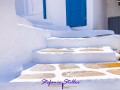 White stairs and painted ground